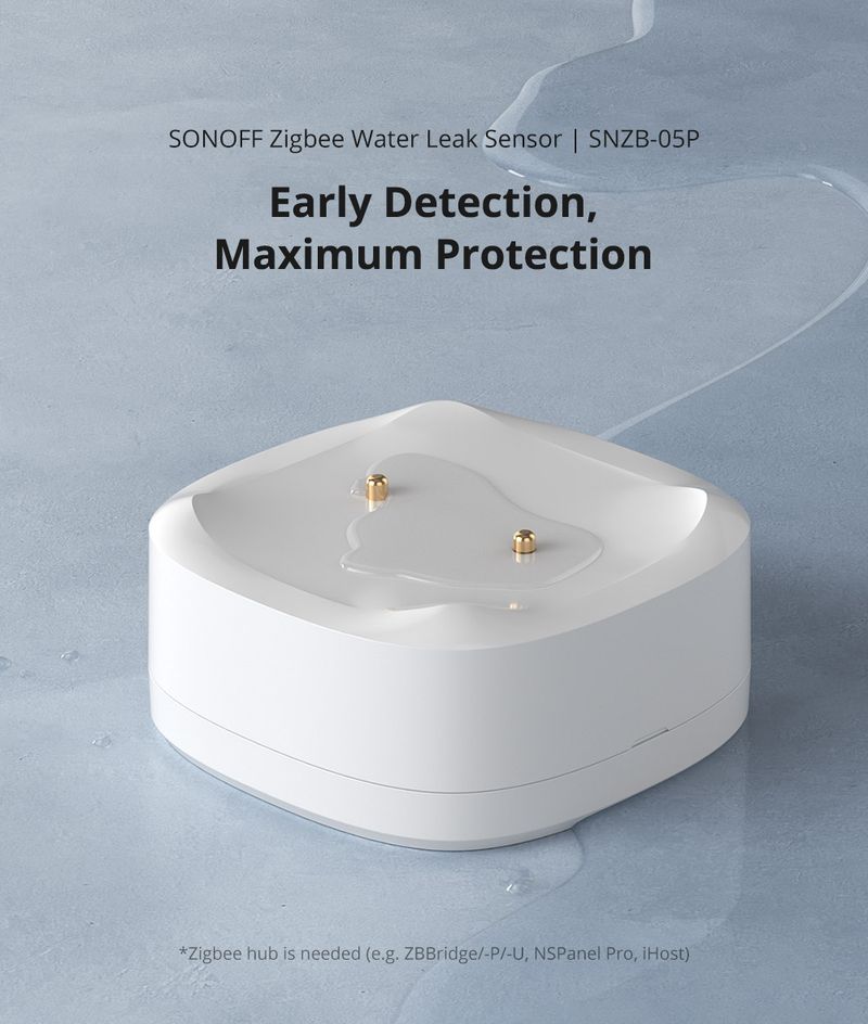 SONOFF SNZB-05P Zigbee senzor puščanja vode, zaznavanje puščanja in kapljanja, opozorilo v realnem času, pametni senzor Scence prek eWek Alexa Google_voghion.com