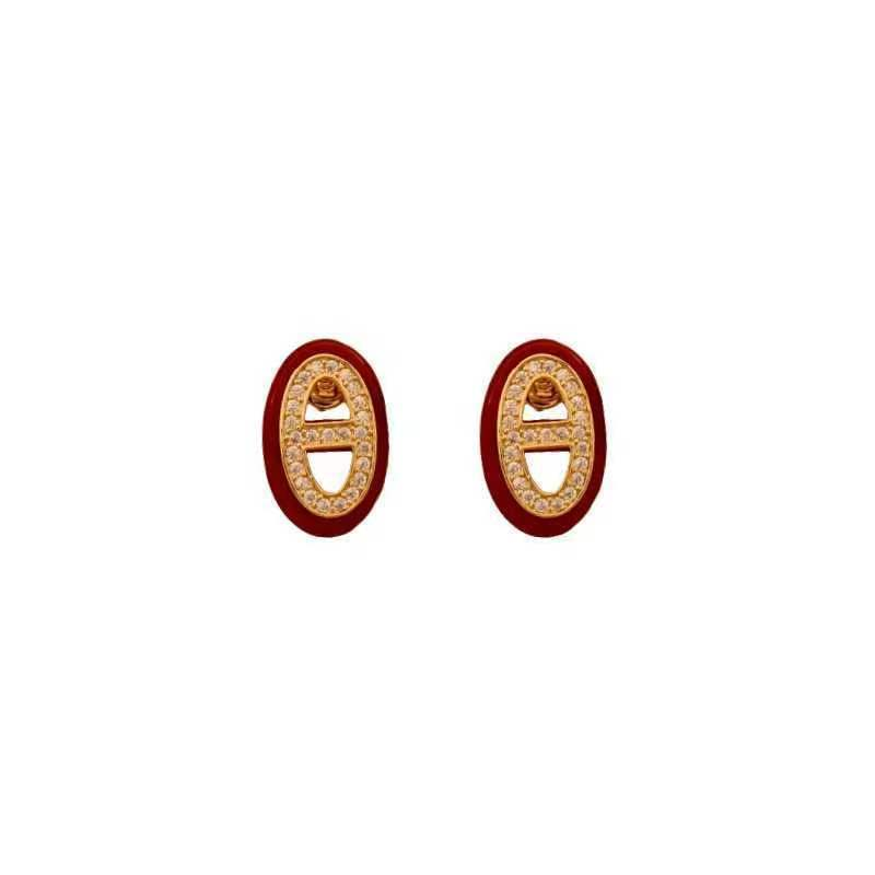 Women's earrings retro niche design double-layer micro-paved zircon pig nose shape creative earrings, light luxury and high-end earrings_voghion.com