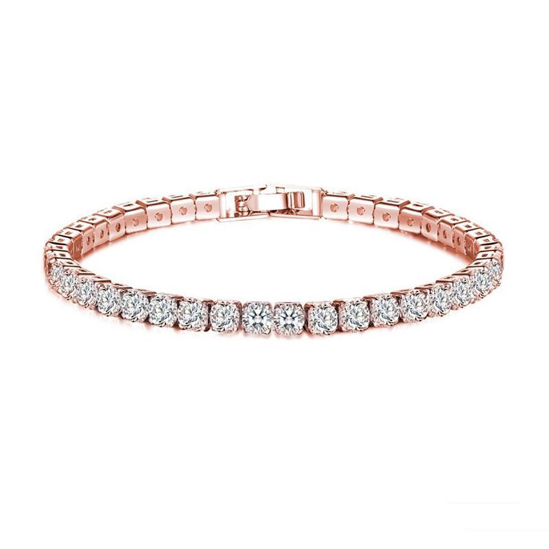 Cubic Zirconia Tennis Bracelet Bracelets For Women Men Golden Siery Color Hand CZ Chain Homme Jewelry 2pcs_voghion.com
