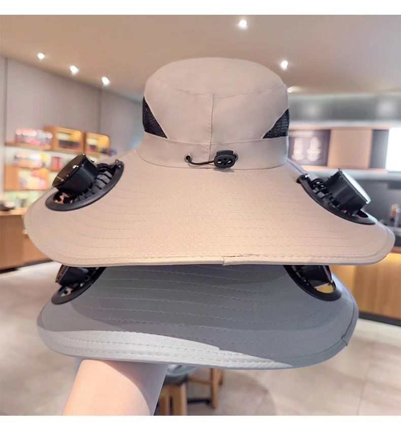Chapeau rafraîchissant à énergie solaire - Chapeau de soleil à large bord avec ventilateur intégré pour hommes et femmes. Protection UV UPF 50+ pour la pêche et la randonnée en plein air._voghion.com