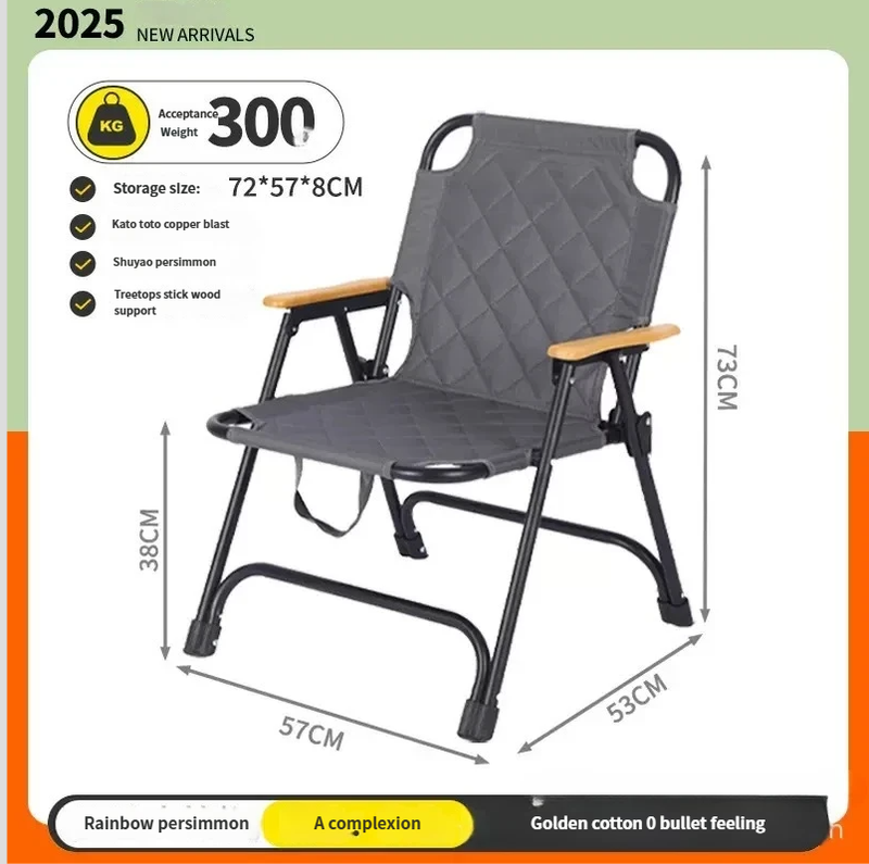 Sedia pieghevole portatile da campeggio per esterni, con schienale per balcone, per pesca, Kermit_voghion.com