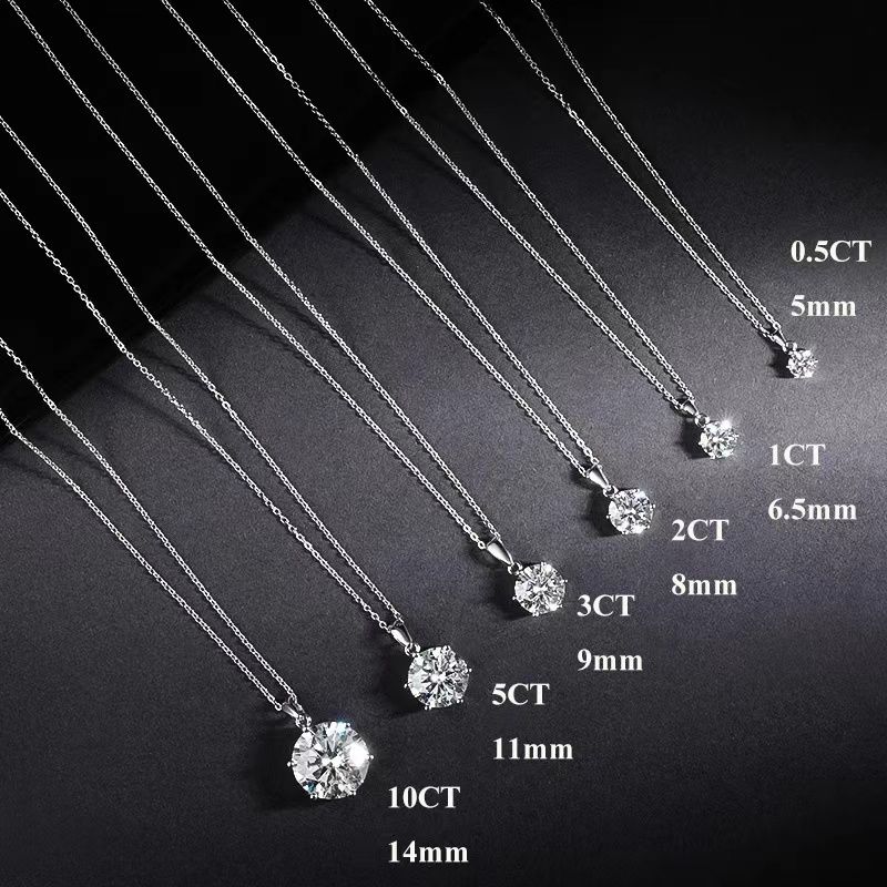 Collana con Moissanite Certificata GRA di Moda, Colore D, Diamante da Laboratorio, Vero Argento Sterling, Ciondolo a Sei Punte, Gioielleria Pregiata per Donna_voghion.com