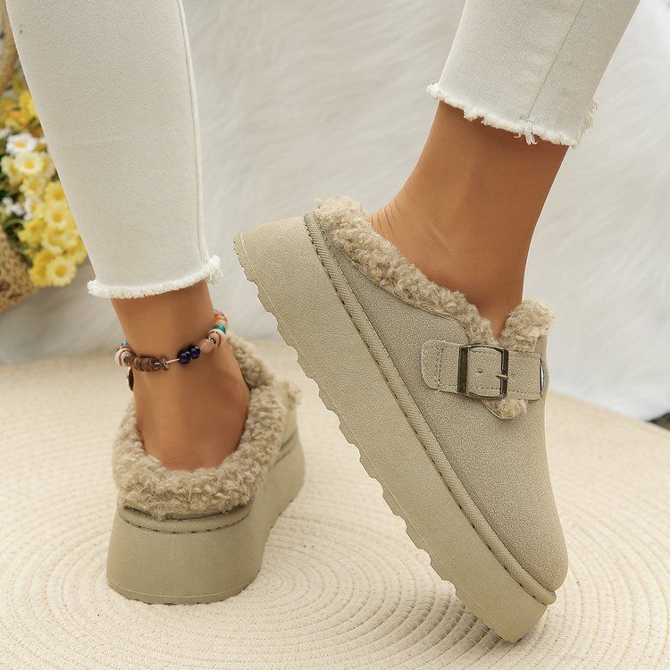 Women's Shoes Large Size Thick Soled Slippers For Women Winter New Retro Cotton Shoes Snow Boots For Women_voghion.com