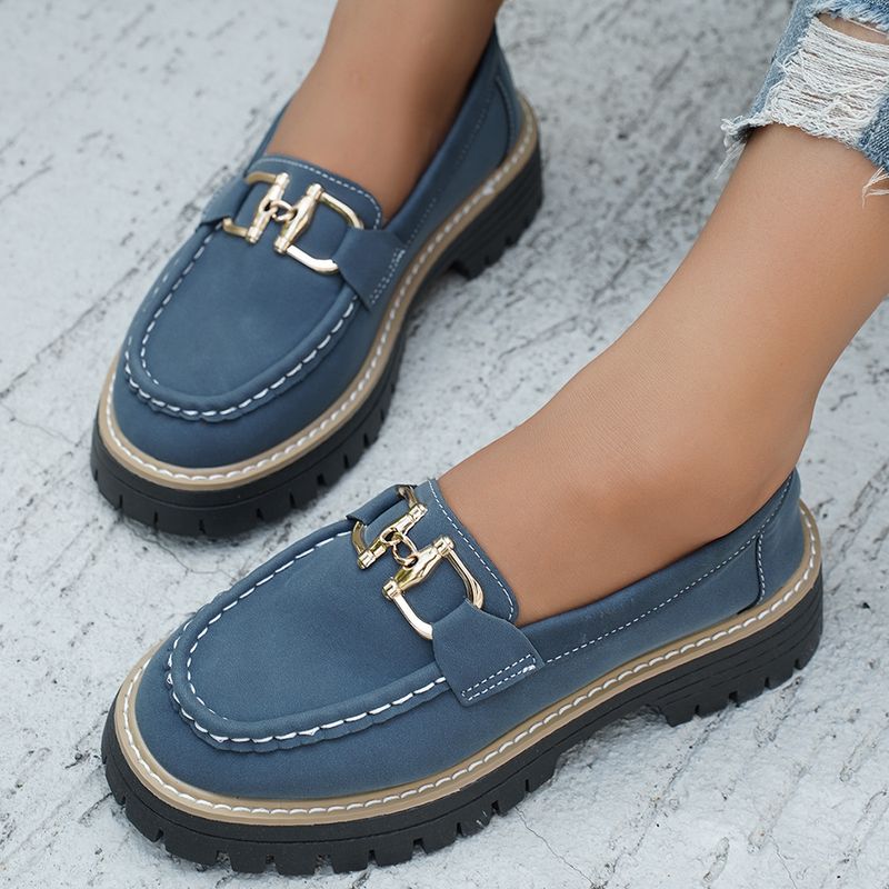 Neue Loafer für Frühling und Herbst 2025, große Größen, lässiger Ketten-Stil, britischer Stil, dicke Sohle, Export-Retro-Damenschuhe_voghion.com