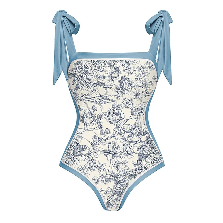 Maillot de bain une pièce à lacets pour femmes, petit ensemble une pièce à fleurs fraîches et jupe parapluie, nouvelle collection_voghion.com