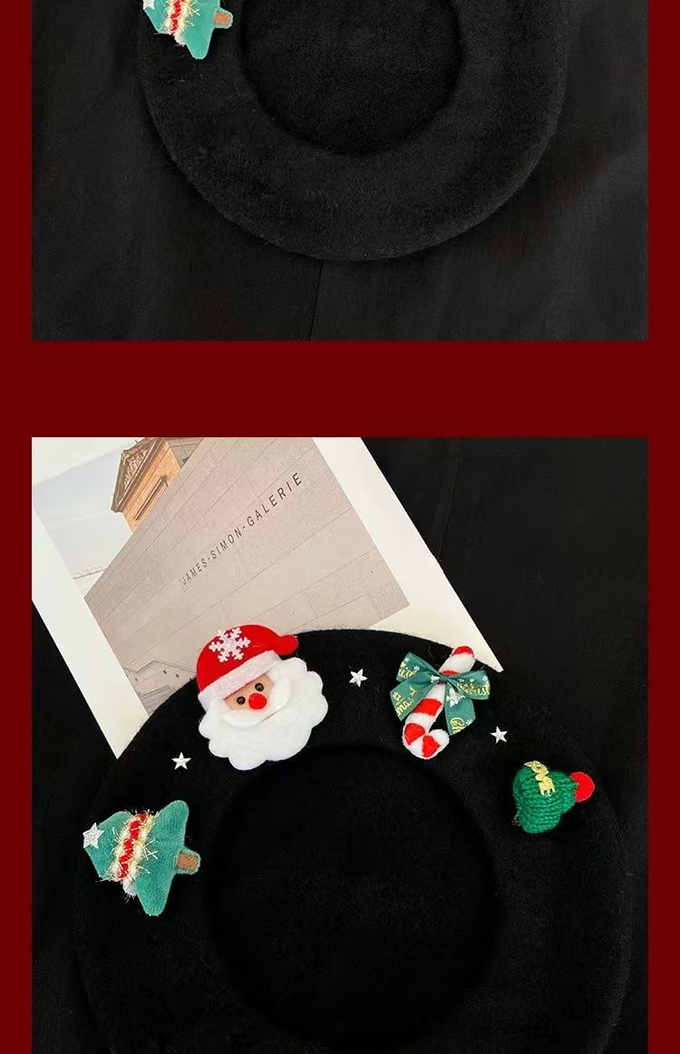 New Year's Christmas Gift~ Red Wool Beret Children's Autumn and Winter New Warm Atmosphere Painter Hat Tide_voghion.com