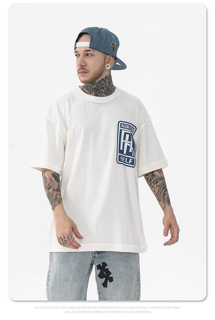 MERCURY FG Herrenbekleidung | 2024 Frühjahr/Sommer Neues Produkt Trendige Marke Alte Rückenlinie Groß bedrucktes Kurzarm-T-Shirt_voghion.com