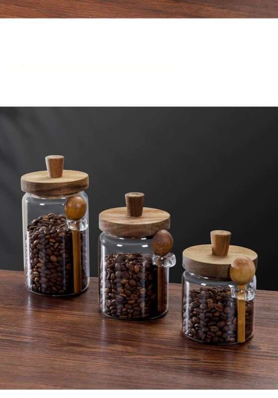 Bicchiere da caffè sigillato con cucchiaio, bottiglietta per scatola di chicchi, barattolo per la conservazione del caffè in polvere, barattolo per il tè_voghion.com