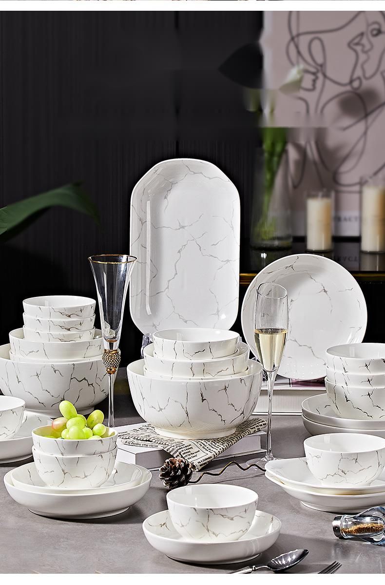 Underglaze Color Bowl Plate Set For Use, High-Quality Aesthetic Bowl, Plate, And Chopsticks Combination, Home High-End_voghion.com