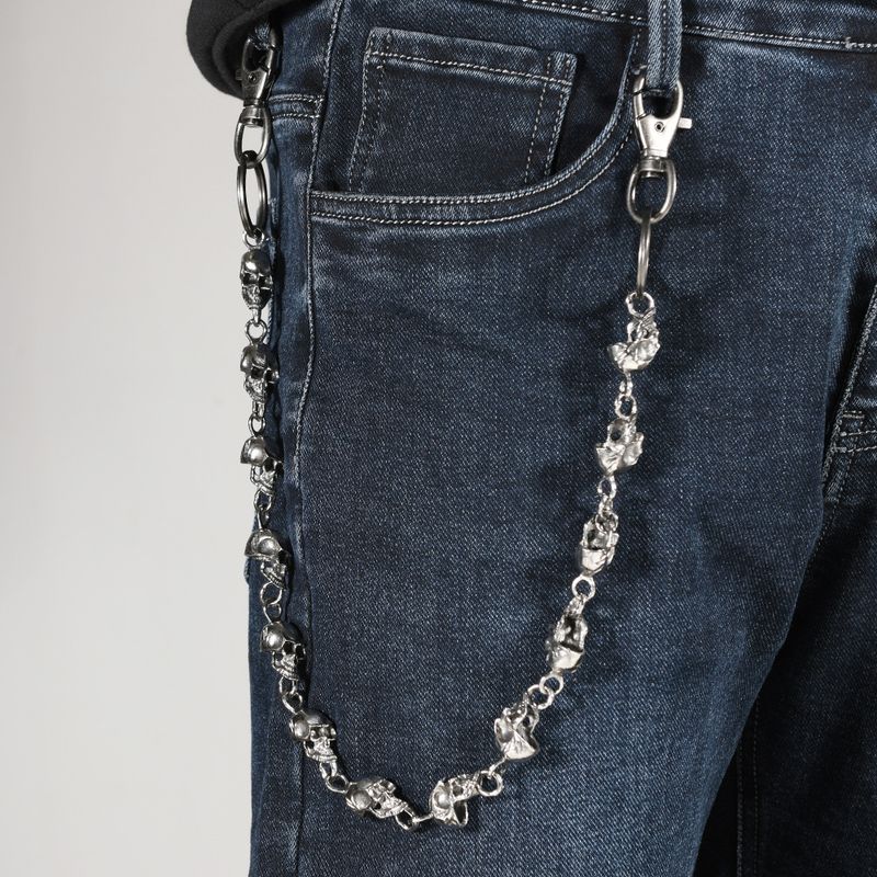 Hip-Hop Street Skull Single Layer Ghost Keychain Ring Decoration Men's Punk Style Waist Chain_voghion.com