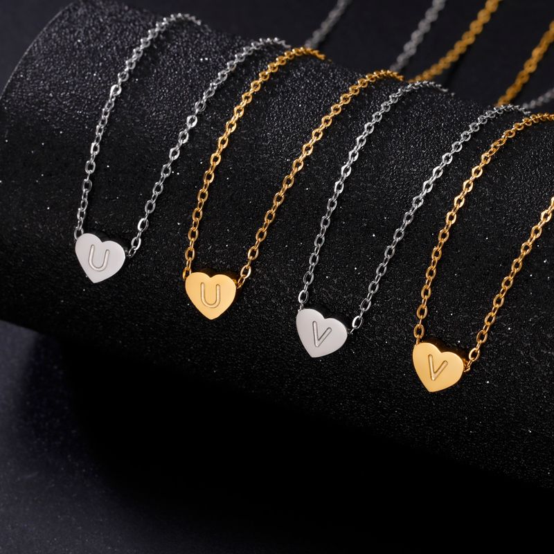 Cazador Halsketten mit Herz-Anhänger aus Edelstahl mit Anfangsbuchstaben für Frauen, Halsband, Kette, Schmuck, Geburtstagsgeschenke, Kpop-Trend_voghion.com