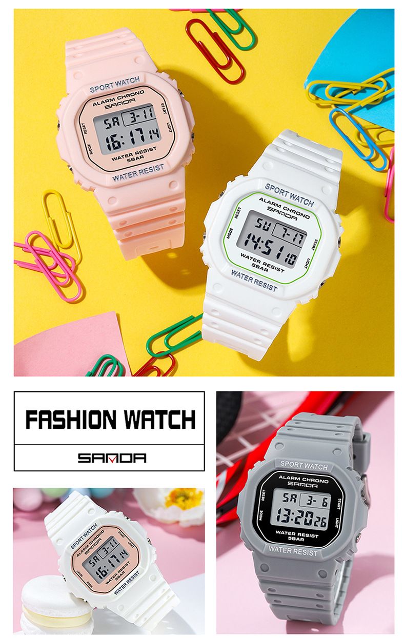 Elegante orologio sportivo digitale quadrato con impermeabile, luce notturna e multifunzione per stili di vita attivi, orologio luminoso alla moda per studenti_voghion.com