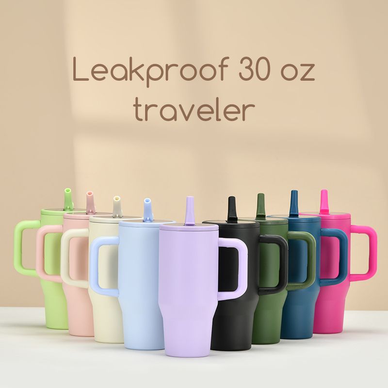 Thermos da 30 once a doppio strato, tazza termica portatile con cannuccia pieghevole a prova di perdite, per bere direttamente_voghion.com