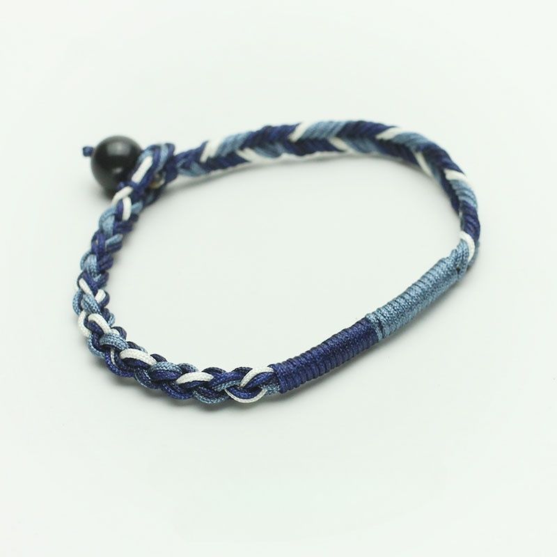 Braccialetto da uomo RedBi Red Rabbit in denim blu tinto, stile americano, con corda da mano_voghion.com
