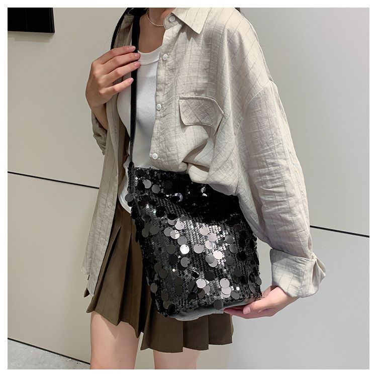 Design personalizzato, stile estivo, tendenza di quest'anno, borsa a tracolla grande con paillettes, per donna_voghion.com