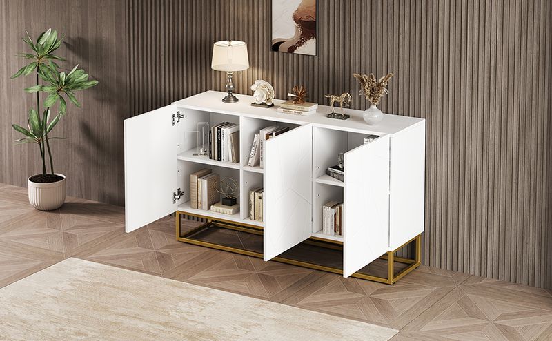 Buffet Hochglanz avec 4 compartiments, meuble buffet moderne Anrichte Schrank, 130 cm de large_voghion.com