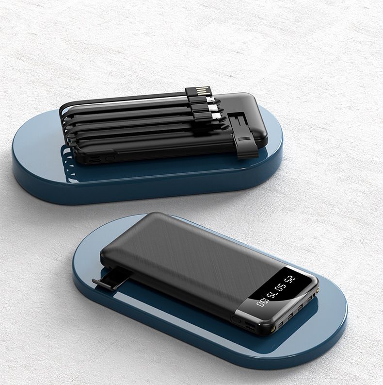 20000mAh Power Bank With Built-in Cables | Portable Charger For IPhone Android | Fast Charging 10W | Custom Logo Option | Travel Essentials_voghion.com