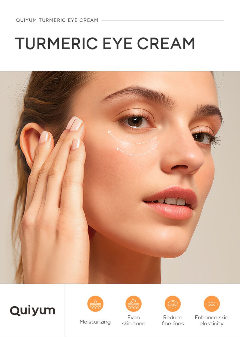 Grima rīku komplekti QUIYUM kurkumas saknes pulvera acu krēms 15g Mitrinošs, mitrinošs un aizsargājošs acu zonas krēms_voghion.com