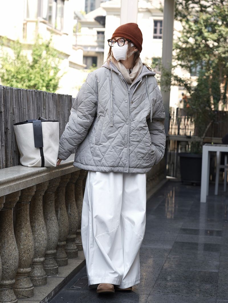 Giacca corta monopetto con cappuccio e motivo a rombi, stile Louvre, per ragazza, invernale, nuova, giapponese, morbida e ampia_voghion.com