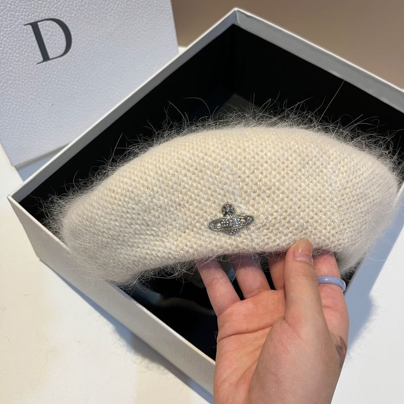 Women's Berets Mother Saturn Knitted Beret Autumn and Winter Warmth Ear Protection Soft Waxy Rabbit Hair Painter Hat Cute Couple Hat_voghion.com