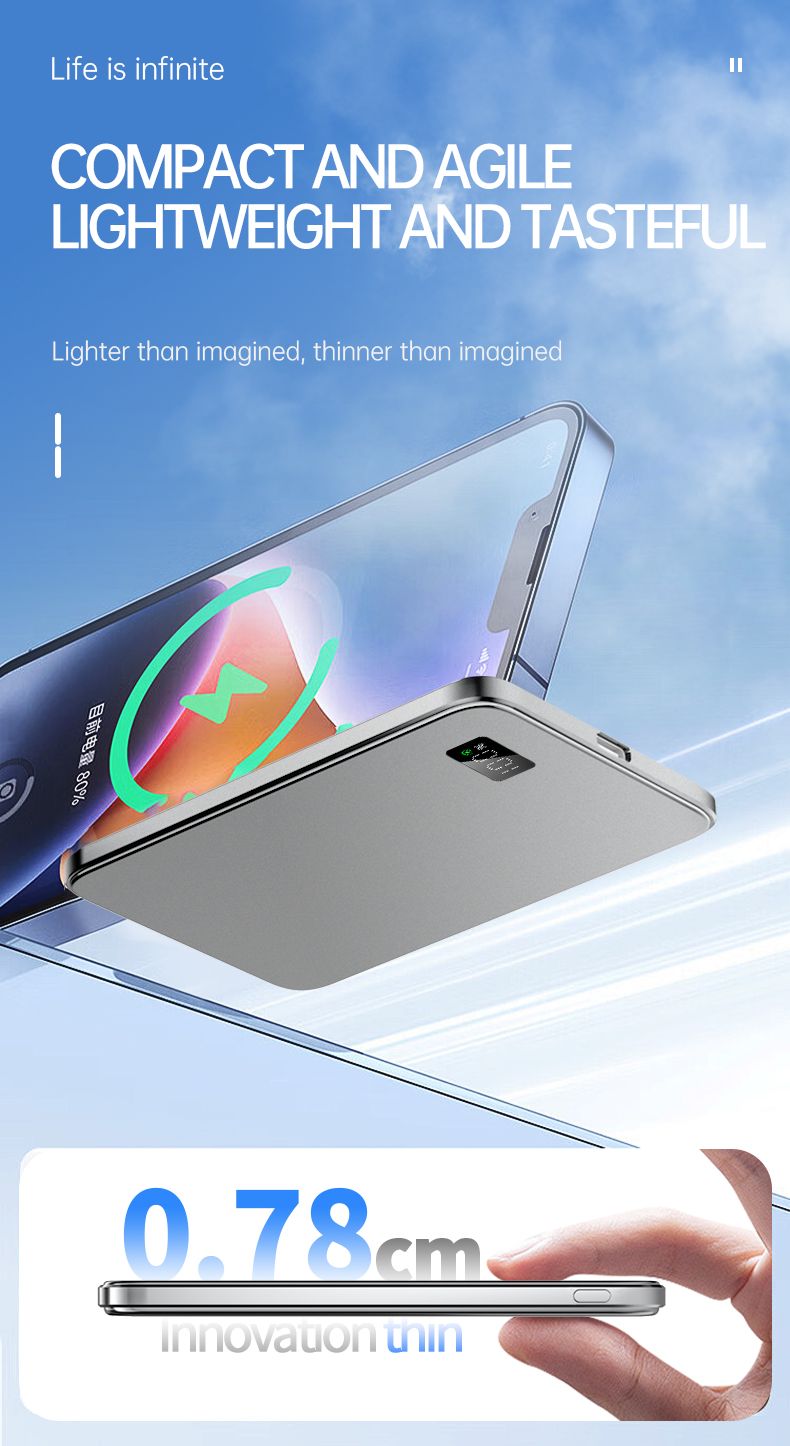 Batterie externe magnétique sans fil OnePlus 50 000 mAh, charge rapide, portable, affichage, Mag Safe, compatible avec iPhone, Samsung et Xiaomi_voghion.com