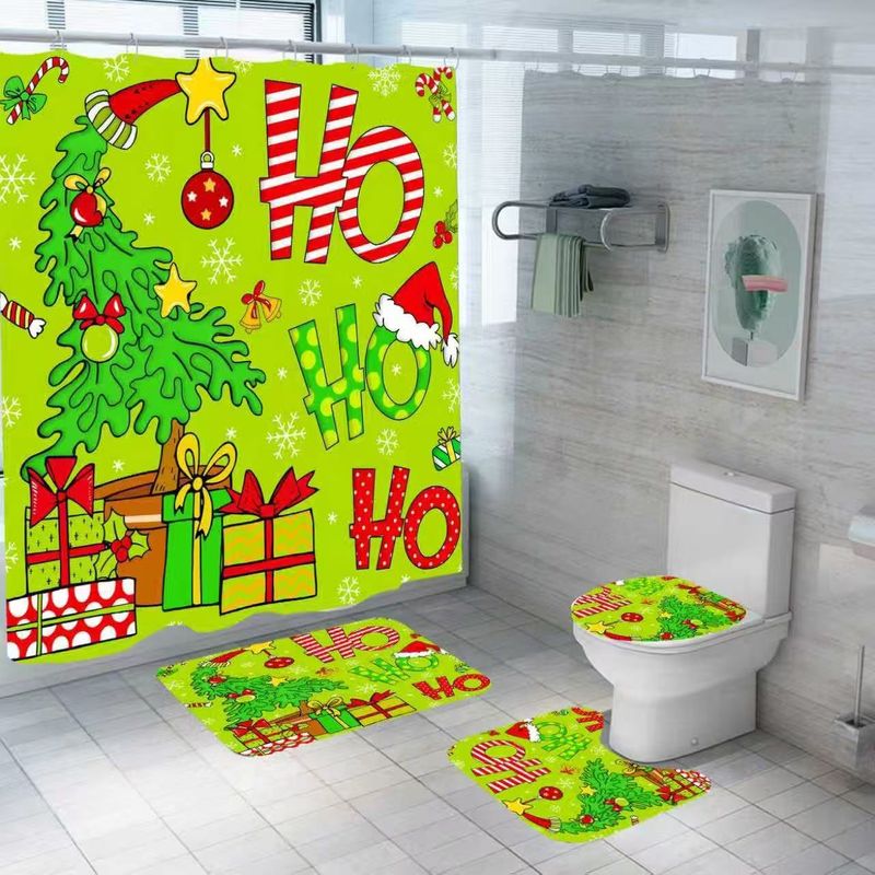 Kerstserie 1 Bedrukt op voorraad Waterdicht schimmelwerend materiaal Geen boren Badkamer Douche Scheidingsgordijn_voghion.com