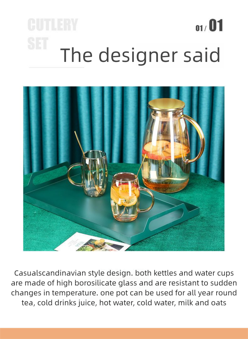 Nordic Light Luxury Glass Home Living Room Coffee Table Modern With Handle Drinking Cup Water Set High Aesthetic_voghion.com