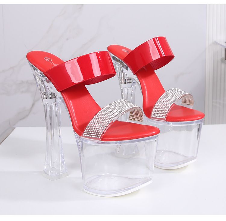 Sandali con tacco alto fosforescenti da donna - Scarpe da ballo con plateau da 12 cm per club e palcoscenici_voghion.com