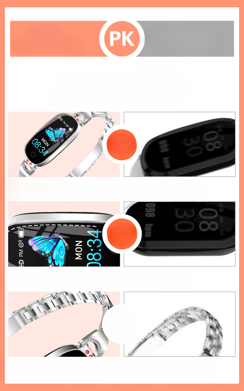 Orologio da donna F18 con pressione sanguigna, frequenza cardiaca, sonno, periodo fisiologico, conteggio dei passi multifunzionale, esercizio_voghion.com