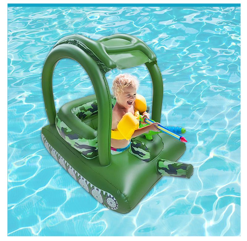 Opblaasbare watertank voor kinderen - Rijdend zwembadspeelgoed met waterpistool voor buitenzwemmen en spetteren_voghion.com