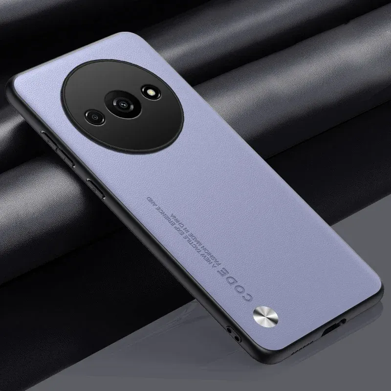 Luxuriöses, stoßfestes Hartschalenetui aus Leder für den Objektivschutz von Xiaomi Redmi A3 4G, rutschfeste Schutzhülle mit Fingerabdruck-Schutz_voghion.com