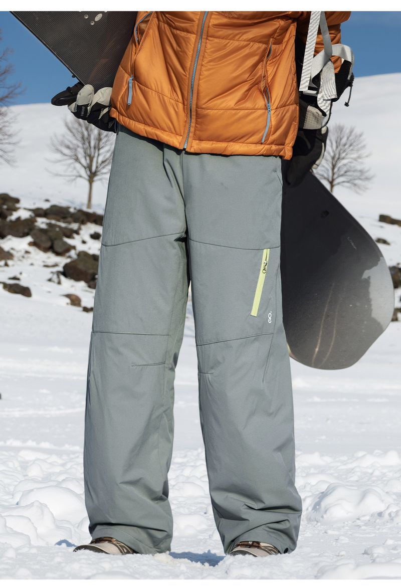 Herren-Utility-Cargohose – Winter-Techwear-Hose mit kontrastierenden Reißverschlusstaschen und Fleecefutter (M-3XL, Carbonschwarz/Silbergrau)_voghion.com