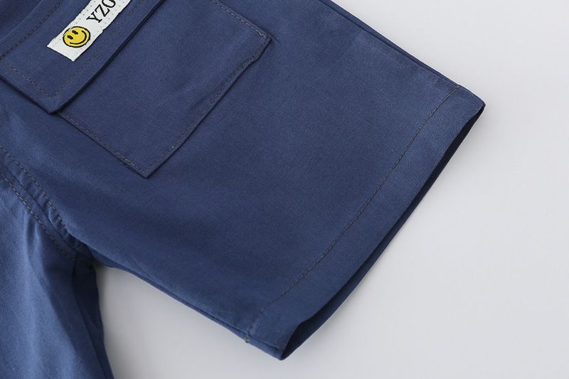 Five Small Seven 2024 Summer Boys' Two Color Smiling Cartoon Short Sleeve Stylish 3 Children's Clothing Thin Set_voghion.com