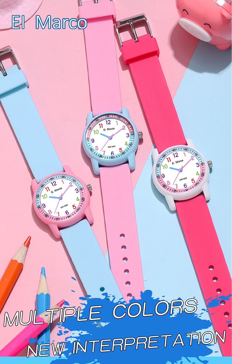 Round Dial Waterproof Quartz Watch For Kids And Teens - Stylish Casual Timepiece With 50M Water Resistance, Japanese Movement, And Durable TPU Strap_voghion.com