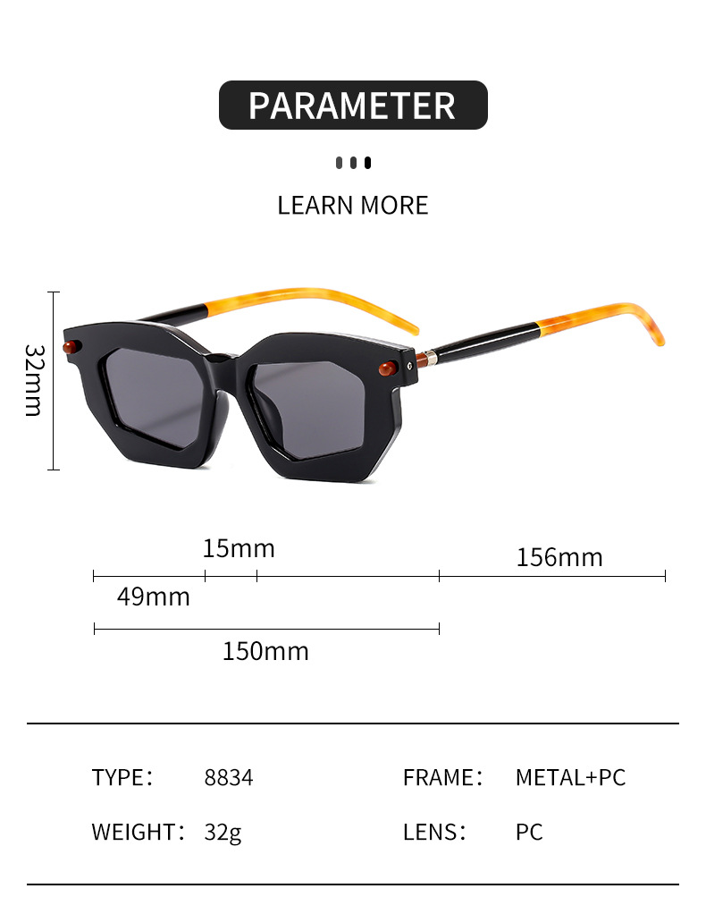 Nei Sonnebrëller, Onregelméisseg Sportsfaarf passende Sonnebrëller, Modern Männer a Frae Honnert Tower Modesch Retro Sonnebrëller, Textur Brëller_voghion.com