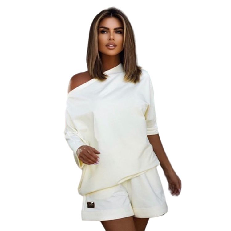 Women's Fashion Trendy Sweatshirt And Pants Off-Shoulder Loose Two-Piece Set 2022 New Style_voghion.com
