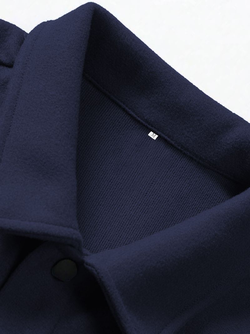 "Herren-Jacke in Wolloptik – Herbstlicher Einreiher-Mantel mit Revers & Pattentaschen in Schwarz/Armygrün/Marineblau/Dunkelgrau (S-XXL)"_voghion.com