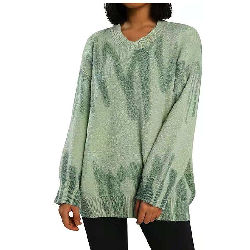 Pull ample imprimé pour femme, nouveau style paresseux, pull tricoté, automne et hiver_voghion.com