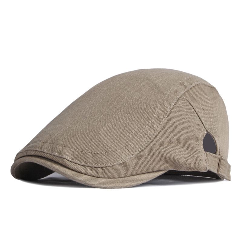 Noutăți ȘAPCĂ PLATĂ Beretă de vară pentru bărbați, bumbac, bej, stil britanic, șapcă plată solidă, reglabilă, 55-60 cm, negru, verde militar, gri_voghion.com