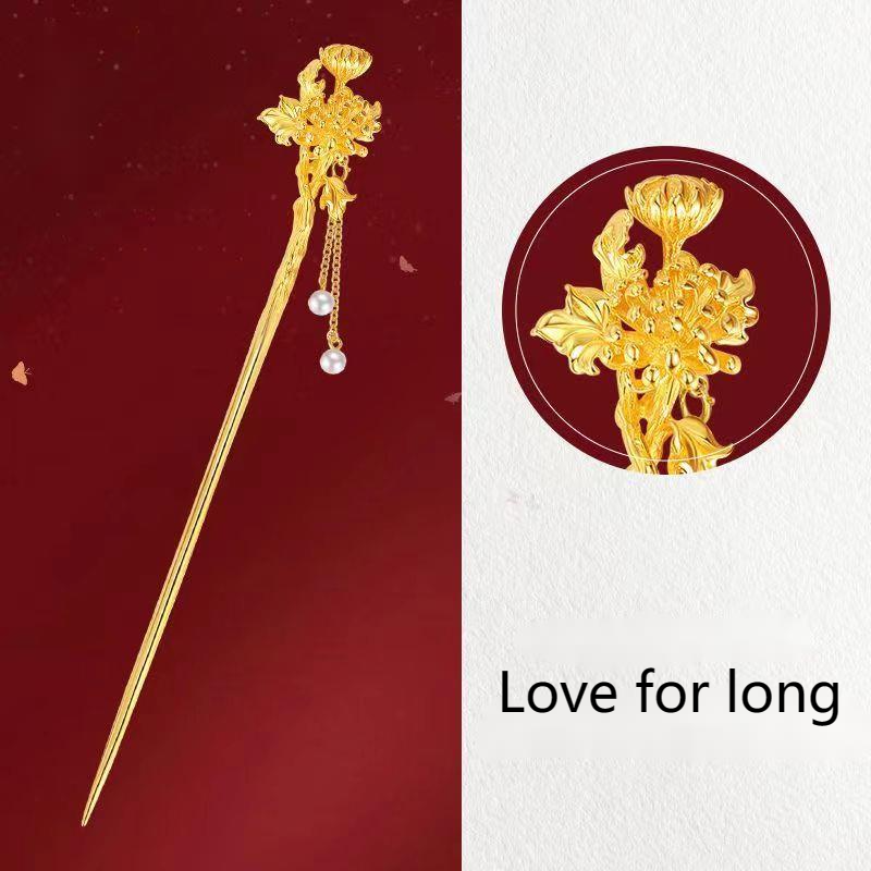 Grampo de cabelo deusa de doze flores, grampo de cabelo estilo antigo da corte de Shajin do Vietnã, cocar Hanfu Cheongsam, acessórios para cabelo, presente para namorada_voghion.com