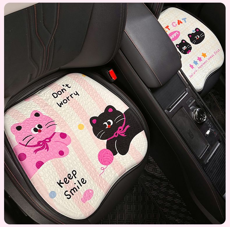 Schattige cartoon auto zomer verkoelende gel ijs zijde ademende pad all-season universeel antislip zitkussen_voghion.com