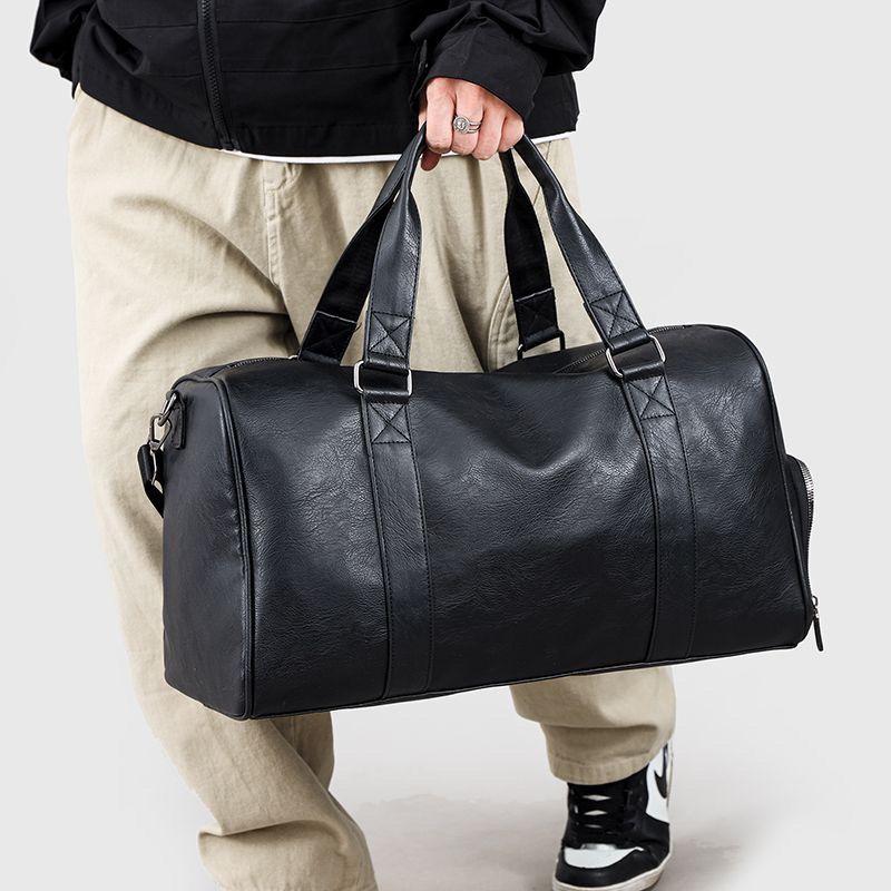 Men's Genuine Leather Travel With Shoe Compartment, Large Capacity Handbag, Shoulder Crossbody Bag, Waterproof And_voghion.com