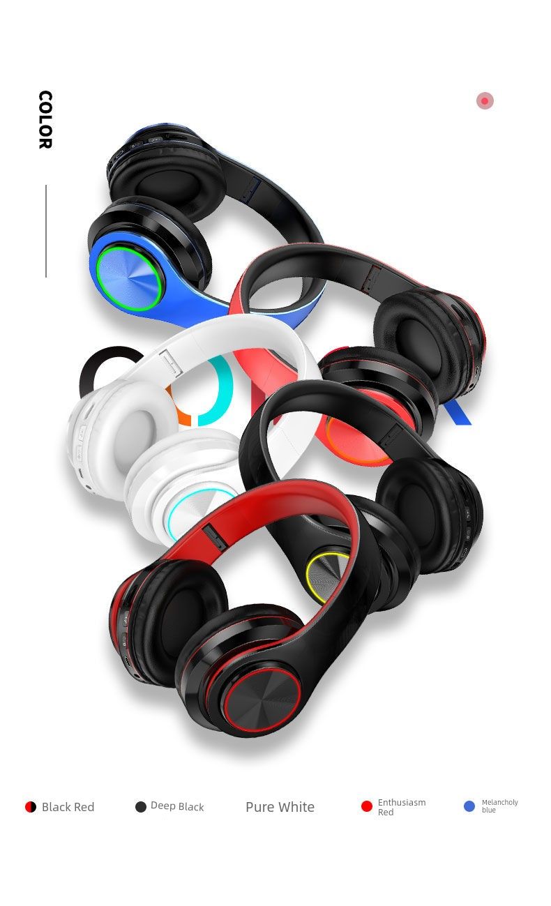 Svijetleće Bluetooth slušalice za montažu na glavu, jaki bas, visoka kvaliteta zvuka, bežične sportske slušalice za igranje mobilnih poziva_voghion.com