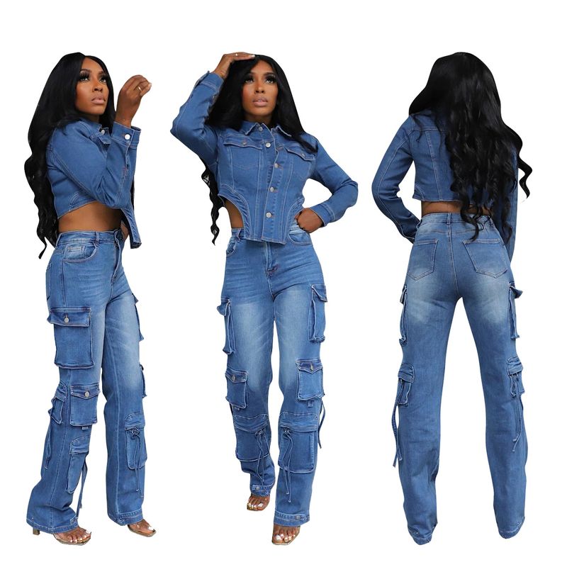 Damenbekleidung: Neuer lässiger, gewaschener Jeansanzug für Damen_voghion.com