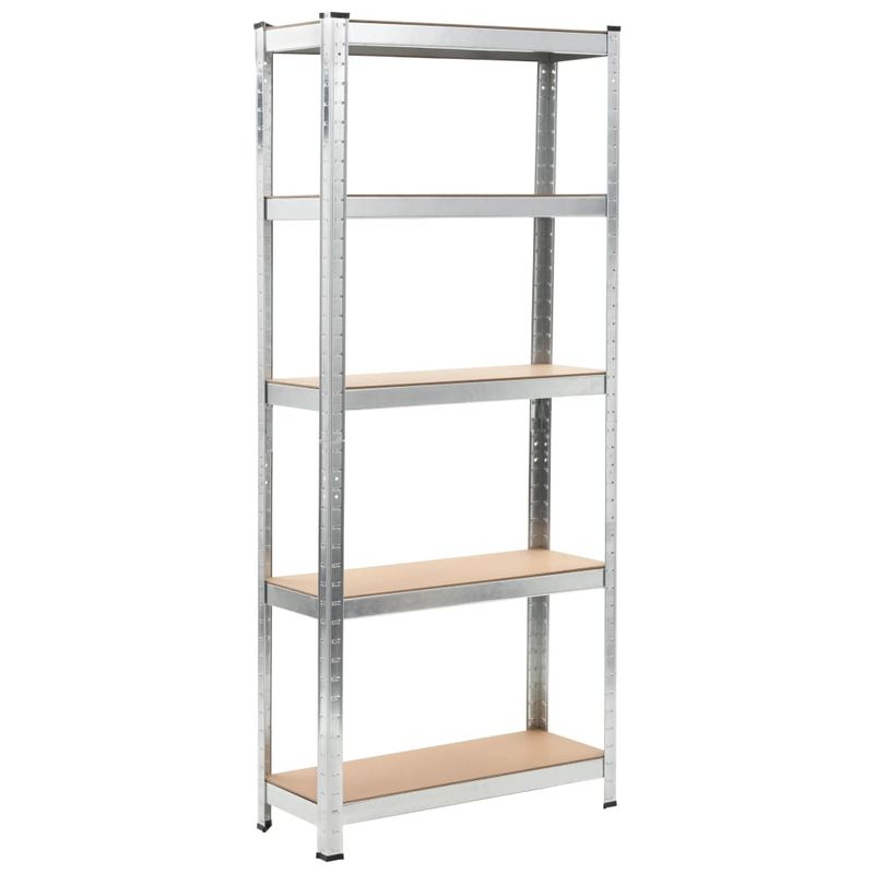5-Layer Shelves 3 pcs Silver Steel&Engineered Wood_voghion.com