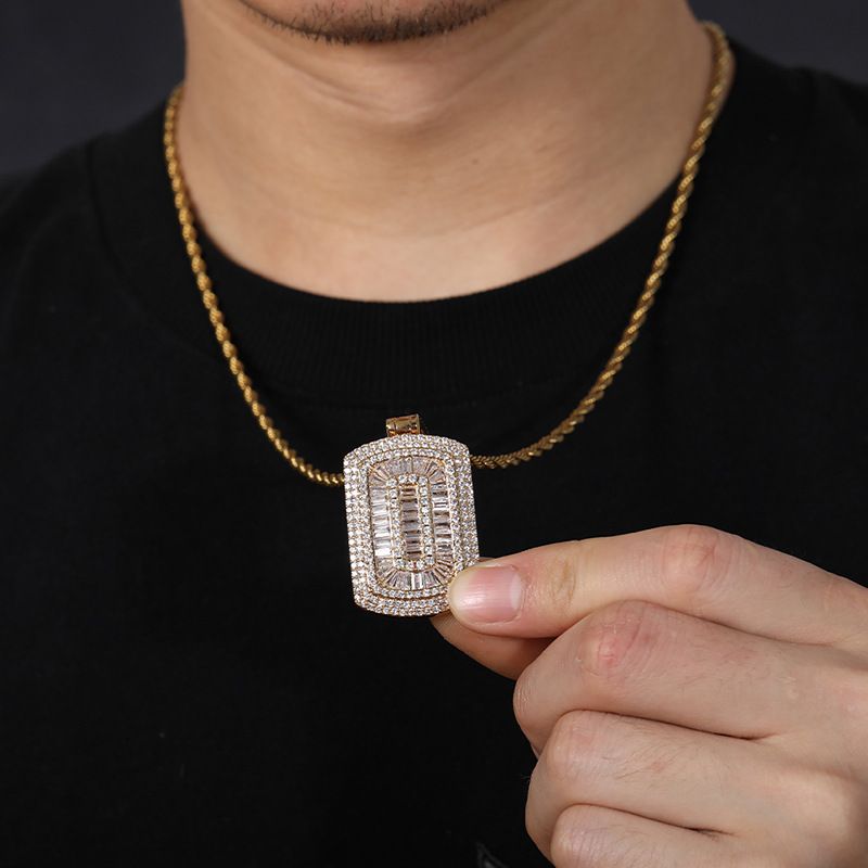 Männer Bijouen Halskette Mikro Inlaid Zirkon Quadrateschen Hip Hop Anhänger Hiphop Halskette Bijouen_voghion.com