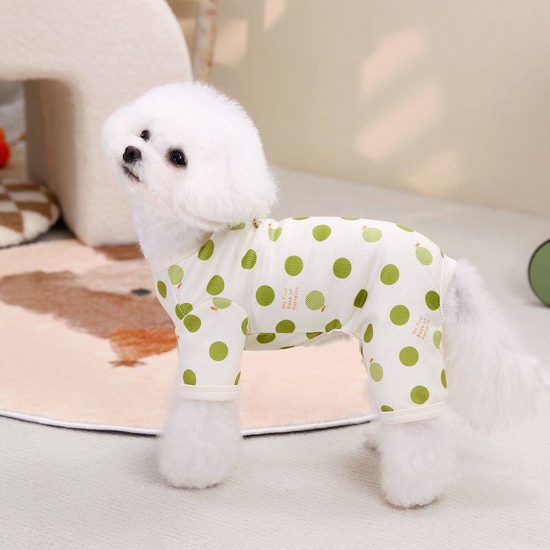 Frischer und einfacher lässiger kleiner Hund, vierbeiniger Haustier-Frühlings- und Sommer-Pyjama, schmutzabweisende Welpenkleidung_voghion.com