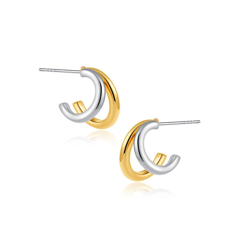 Set di gioielli da donna, alla moda, di tendenza, orecchini lisci in oro e argento placcati in rame misto, stile INS, orecchini geometrici a tre pezzi_voghion.com