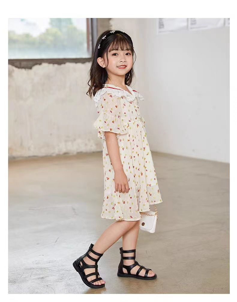 Mädchen Römersandalen 2024 Sommer neue Modelle für mittlere und große Kinder modische weiche Unterseite Prinzessin kleine Mädchen Kinderschuhe schwarz_voghion.com