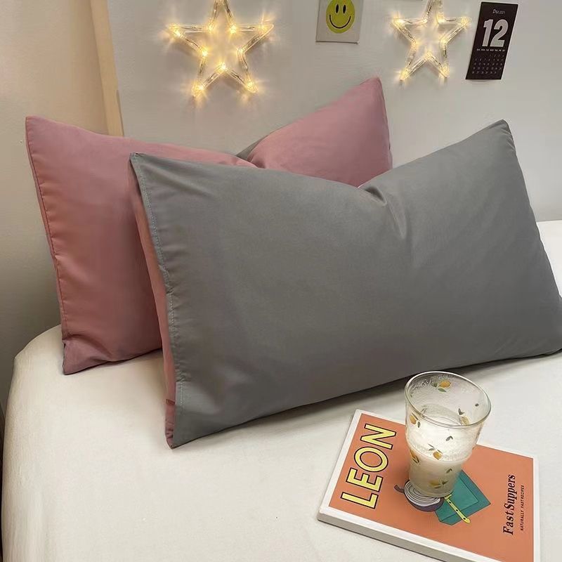 Solid Color Pillowcases Pair Washed Cotton Soft Core Thickened Pillowcase Single Dormitory Pillow Cover Minimalist Style_voghion.com